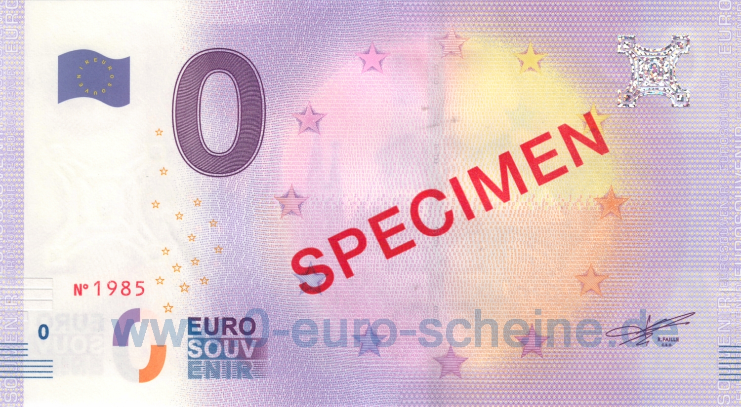 Specimen (2017, Rückseite Torre de Belém) Muster-Schein ohne Titel