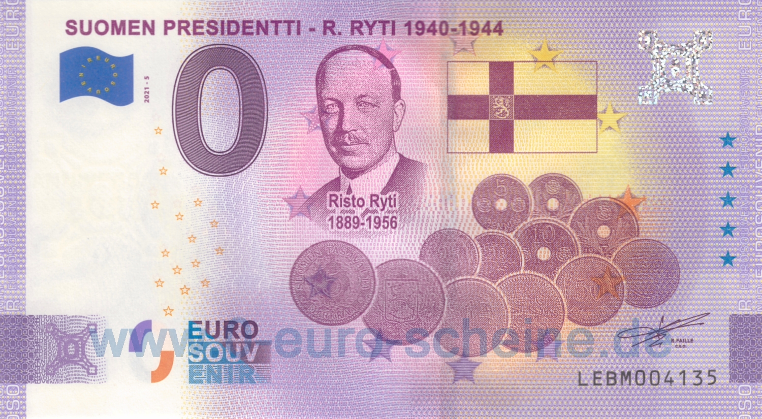 Suomen Presidentti - R. Ryti 1940-1944 (Anniversary 2021-5)